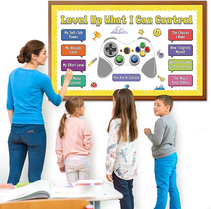 Growth Mindset Video Game Theme Bulletin Board Set Things I Can Control Positive Bulletin Decor Classroom Decorations Mental Health Growth Mindset Cutouts for Teacher Door Wall Display