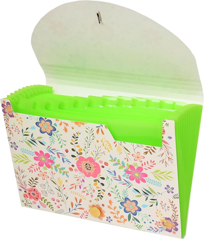 CNK File Folders Organizer with 13 Pockets Accordion Expanding Folder Documents Receipt Document Paper Pocket Filing Accordian Important Expandable Holder Files Alphabetical Labels Letter
