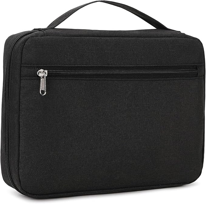 Bible Cover for Men, Large Bible Bags for Women and Men, Black Bible Book Carrying Case with Zippered Pocket & Handle