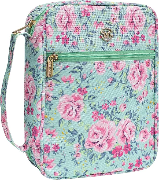 G-LEAF Bible Cover Case/Book Cover, Bible Case for Women Girls, Bible Cover Bags Floral Pattern With Handle Fits for Standard Size Bible, 9.5x6.7x2.5 In