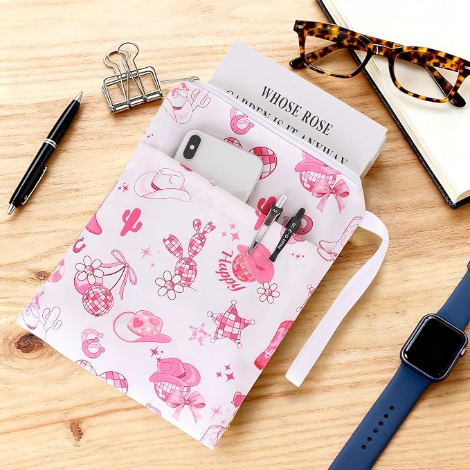 Book Sleeve with Zipper, 11''x 9'' Waterproof Paperback Sleeve for Book Lovers Books Pouch Cover with Handle for Hardcovers Kindle Sleeve for Reader Teacher Women (Pink denim style, 11x 9 inch)