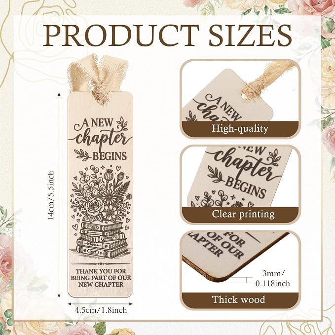 Pinkunn 50 Sets a New Chapter Begins Wedding Favors Wooden Bookmark Bulk Bridal Shower Thank You Gifts Book Lover Wedding Favor Bookish Party Supplies for Guests
