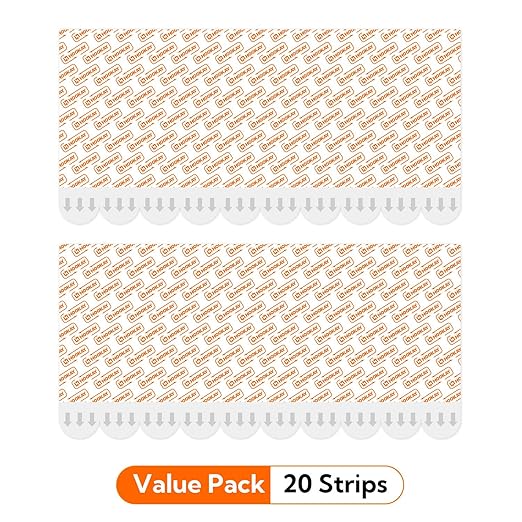 hookay Upgrade Large Refill Adhesive Strips for Indoor Wall Hooks, Damage-Free Hanging, No Tools Removable Adhesive Strips for Large Decor, Living Spaces & Bathroom, 20 White Strips
