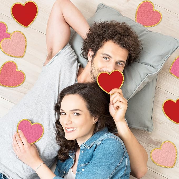 Whaline 48Pcs Large Valentine's Day Cutouts Paper Cutting 5.5inches Red Pink Heart Shaped Cut-Outs with Gold Edge for Wedding Anniversary Valentine Party Supplies DIY Crafts