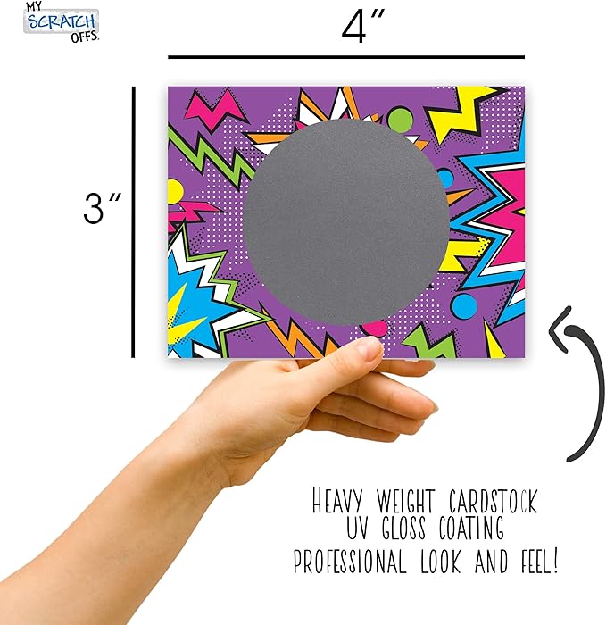 My Scratch Offs 50 Pack Zig Zag Purple DIY Custom Make Your Own Scratch Off Cards for Teacher Supplies, Classroom Must Haves, Motivational Cards for Students & Small Business