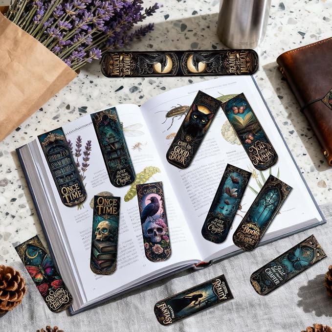 Dark Romance Magnetic Bookmark Gifts - Cosmisun 30 Pcs Romance Bookish Magnetic Bookmarks Gothic Skull Butterfly Book Marks Page Magnets Marker Clip for Women Book Lovers Students Teacher Reading Gift