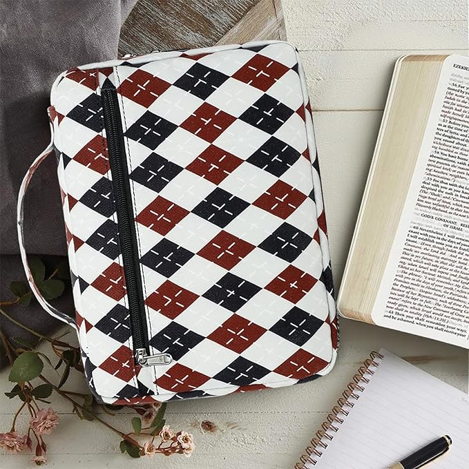 JIANYA Bible Cover Case for Women and Men, Large Bible Case Book Carrying Bag, Bible Bag with Zippered Pocket Handles, Christian Gifts