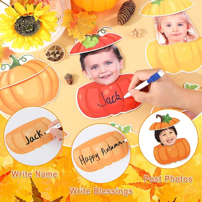 gisgfim 80Pcs Fall Pumpkin Cutouts Thanksgiving Fall Decorations Bulletin Board Autumn Paper Cut-Outs Classroom Decor for Boy Girl DIY Craft Photo Wall Kindergarten Preschool Party Favor Supply
