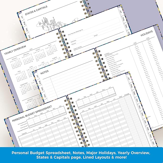 Blue Sky 2025-2026 Weekly and Monthly Academic Year Planner Calendar, July 2025 - June 2026, 5" x 8", Hard Cover, Wirebound, Storage Pocket, Laminated Tabs, Stickers, Becky