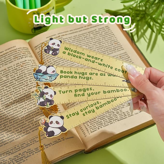 4 PCS Panda Bookmark Rules, Funny Metal Book Marks for Reading Women, Teens Teacher Planner,Book Lovers Gifts