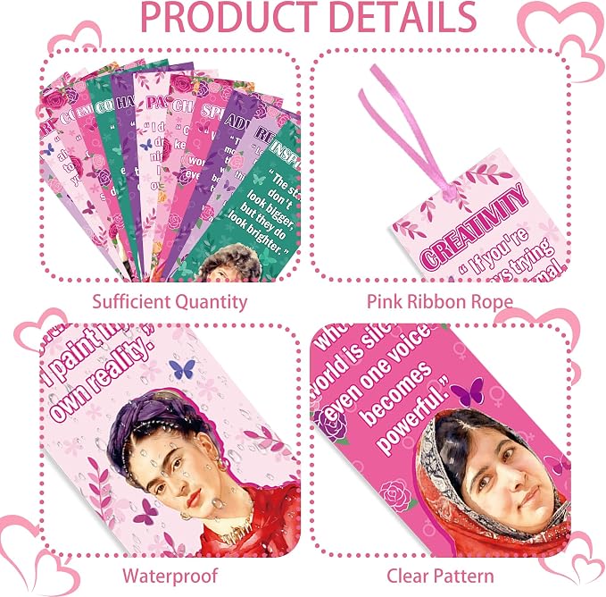 Women History Month Bookmarks, 120 Pcs Inspirational National Women's Day Book Marker Page Clips, Motivational Book Dividers for Bible Reading Classroom Gifts Library Supplies