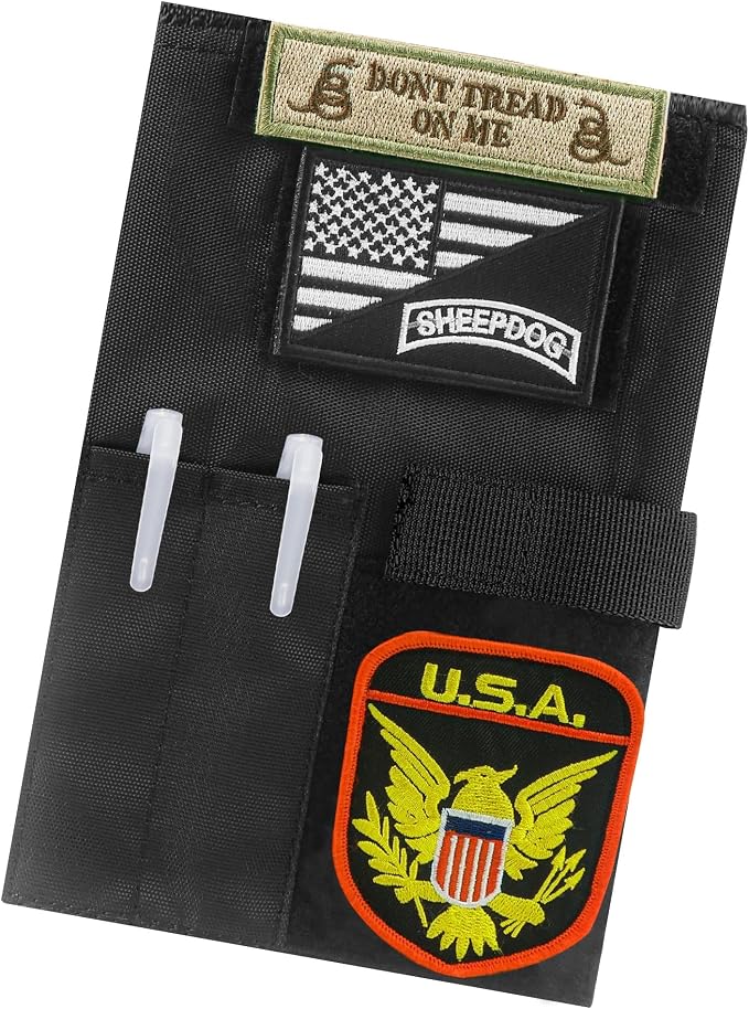 KOSIBATE OCP Military Log Book Cover,5.5”X 8”Army Tactical Notebook(Black,Only Cover)