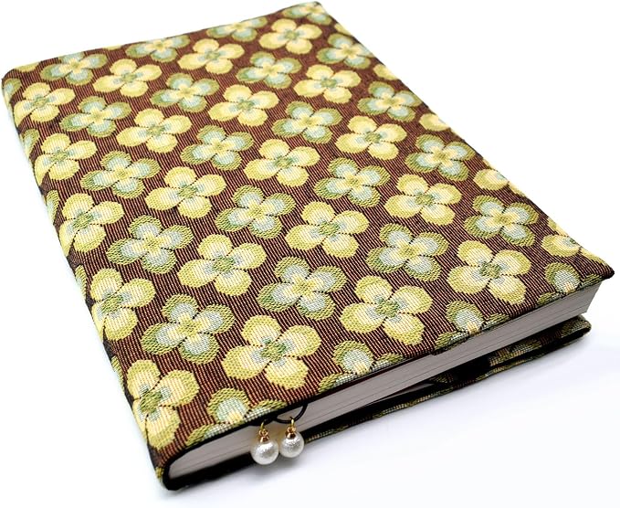 BLBMH 10x7 Book Cover | Handmade Non-Stretch Fabric Bible Cover with Bookmark | Washable Large Hardcover Paperback Protector | Privacy Reading Gift for Women - Vintage Flowers