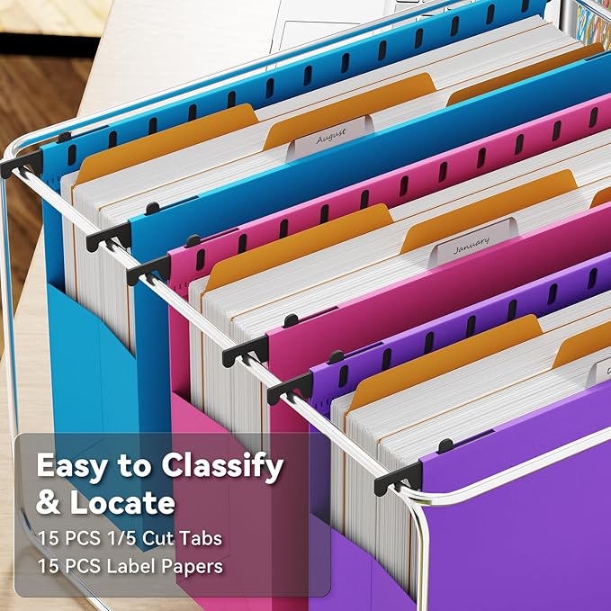 Ansook Legal Size Hanging File Folders Extra Capacity, Heavy Duty 3" Expandable File Folder Hanging Legal with Tabs,6 Pack File Cabinet Folders,File Frame & Box Hang Folder,Hanging File Organizer