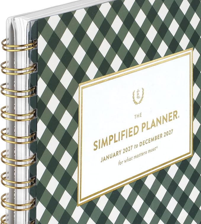 AT-A-GLANCE 2027 Planner, Simplified by Emily Ley, Weekly & Monthly, 8.5" x 11", Customizable, Camp Gingham (EL58-901-27)