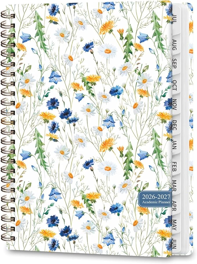 Academic Planner 2026-2027, Weekly and Monthly Agenda Planner, Daily Calendar Planning Notebook (July 2026 - June 2029), School Teacher Student Supplies, Scattered Flowers