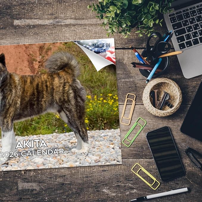 2025 2026 Akita Calendar - Dog Breed Monthly Wall Calendar - 12" x 18" Open - Thick No-Bleed Paper - Giftable - Academic Teacher's Planner Calendar Organizing & Planning - Made in USA