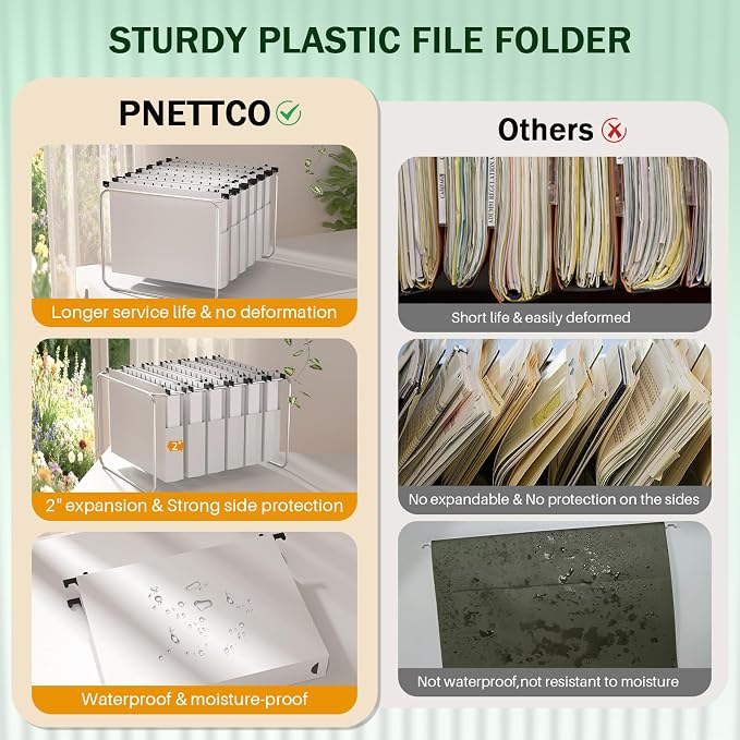 12 Pack Hanging File Folders Letter Size, Letter Size Hanging Folders, Letter Hanging File Folders, Heavy Duty 2 Inch Expansion, Gray File Cabinet Folders Hanging Organizer Home Office School