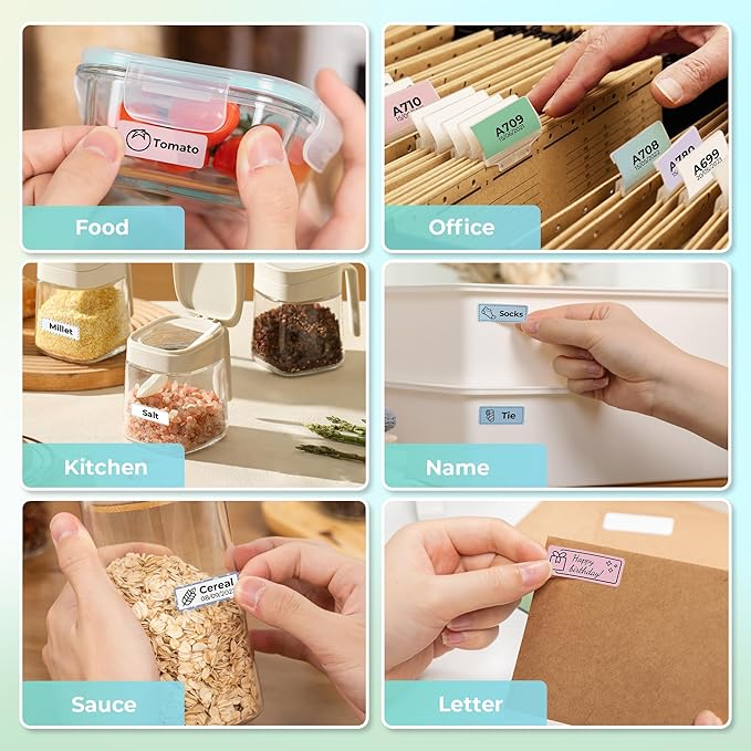 NELKO P21 Genuine Adhesive Green/Blue/Pink Paper 14x40mm (0.55inx1.57in) 180 Labels/Roll, 3 Roll, for Home Office School Organization, Gift for Decoration, Compatible with P21 Label Maker