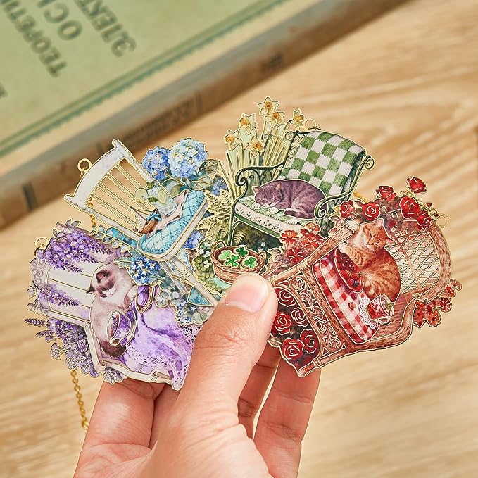 4 PCS Cat Bookmarks for Pet Lovers, Metal Bookmark, Cozy Book Lover Gifts for Women,Book Accessories