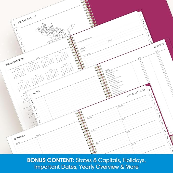 Blue Sky 2026-2027 Weekly and Monthly Academic Year Planner Calendar, July 2026 - June 2027, 8.5" x 11", Flexible Pocket Cover, Wirebound, Storage Pocket, Laminated Tabs, Mahalo