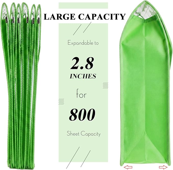 Epakh 10 Pieces Plastic File Folders Envelope Expanding File Wallet Organizer Documents Folder with Snap Closure and Pocket B4 Waterproof Transparent Pouch for School Office(Green,Horizontal)