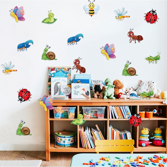 45 Pcs Bugs Bulletin Board Cutouts Insect Cutouts Bug Mini Accents Card Insect Theme Cutouts Summer Classroom Decoration Butterfly Bee Cutouts for Early Childhood Teacher Student School Party Supplies