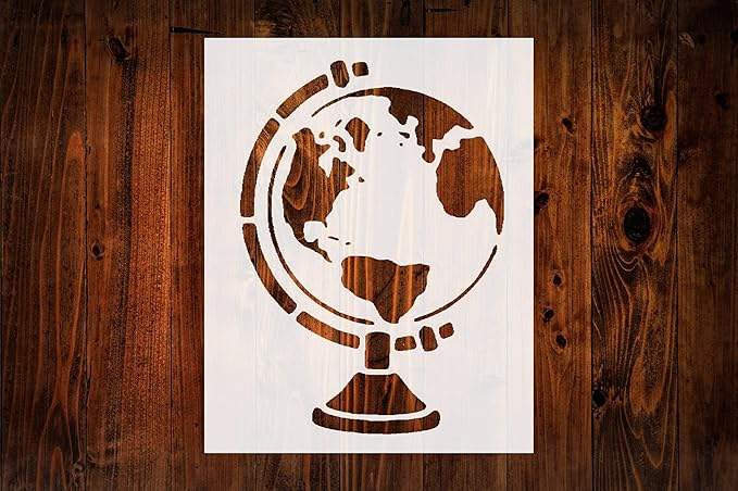 Earth Globe Stencil – Reusable 8.5" x 11" Mylar Template for Educational Art, DIY Crafts, Classroom Projects and World Map Decor