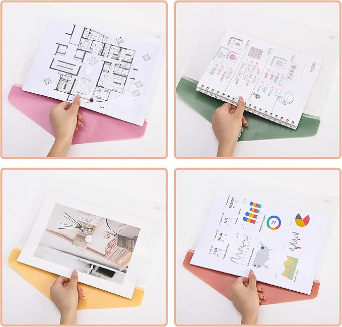 Mr. Pen- Clear Plastic Envelopes File Folders, 30 Pack, A4, Letter Size, Colorful Flaps, Bulk Clear Folders for Documents Plastic Poly Envelopes with Label for School, Home, Work, Office, Organizer