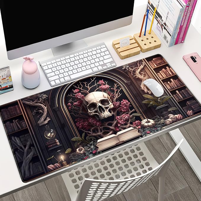 CYZFF Gothic Large Mouse Pad XXL Desk Pad Gaming Mousepad Extended Keyboard Mat 31.5 x 15.7 in Black Fabric with Lycra Surface and Rubber Base