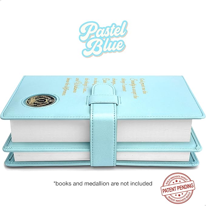 Double AA Big Book Cover & 12 Steps & 12 Traditions | PU Leather | Coin Holder | AA Book Covers for Hardcover | AA Gift | Alcoholics Anonymous (Serenity Prayer/Pastel Blue)