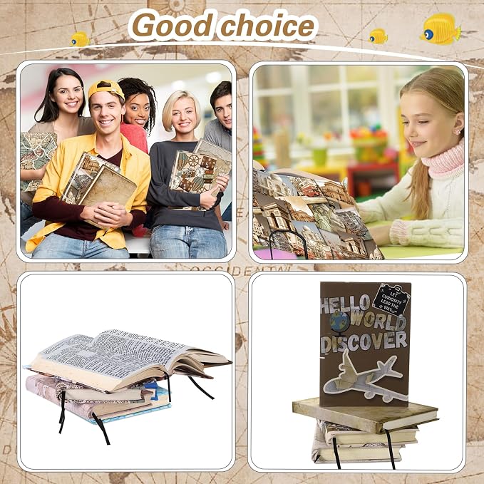 Gilprop 6 Pack Jumbo Stretchable Book Covers, Colorful Covers for Textbook Protection and Care, Washable Reusable Protective for Paperbacks Hardcover Books(Map,Brown,9-11inch)