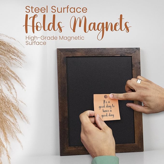 Loddie Doddie Magnetic Chalkboard - 11" x 14", Rustic Frame - Stain-Resistant Chalkboard Calendar - Magnetic Board for Wall Display - Wall-Mount Organizer & Menu Board for Kitchen