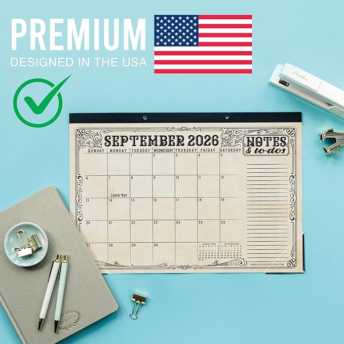 Hadley Designs Large Teacher Desk Calendar 2026-2027 - Desktop Calendar 2026, 18-Month Desk Calendars for Home, Office & Classroom, Cute Classroom Must Haves, Teacher Appreciation Gifts