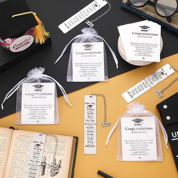 Skyygemm 12 Pcs Graduation Bookmarks Bulk, Metal Christian Graduation Bookmarks Bible Verse Religious Gifts for Him Her College High Middle School Students Grad
