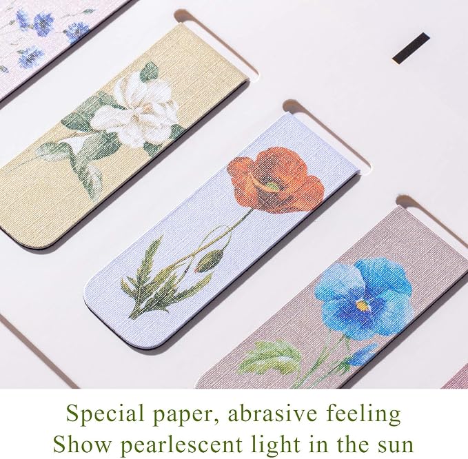 Chinco 10 Pieces Magnetic Bookmarks Clips Magnet Page Markers Assorted Book Markers Set for Women Reading Gifts(Sweet Flower)