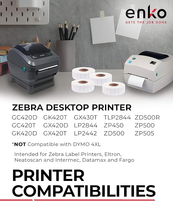 enKo [3 Rolls, 3900 Labels] 2 x 1 inches Perforated Adhesive Direct Thermal Labels, FBA Stickers, FNSKU Labels, Mailing Barcode - Compatible for Rollo, Zebra, Eltron, MUNBYN Printer