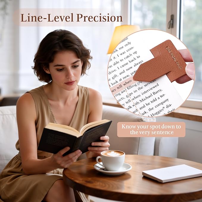 Leather Bookmark for Reading Women, ONE More Page Syndrome Bookmarks, Index Book Marks for Book Lovers, 6 Pcs Drak Color Set