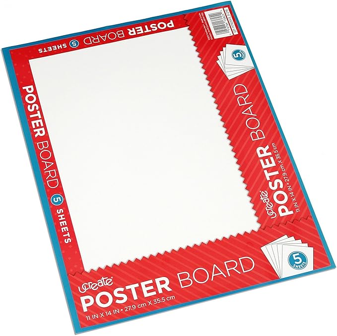 U-Create Ucreate White Poster Board, 11" x 14", 5 Pack (13825)