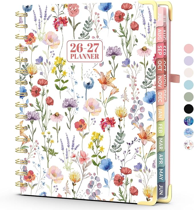 Jul 2026 - Dec 2027 Planner, Forvencer 18 Month Academic Planner 2026-2027, 6.3" x 8.4", Calendar Planner Weekly and Monthly, Daily Agenda Book, School Supplies for Student Teacher, A5, Floral Style