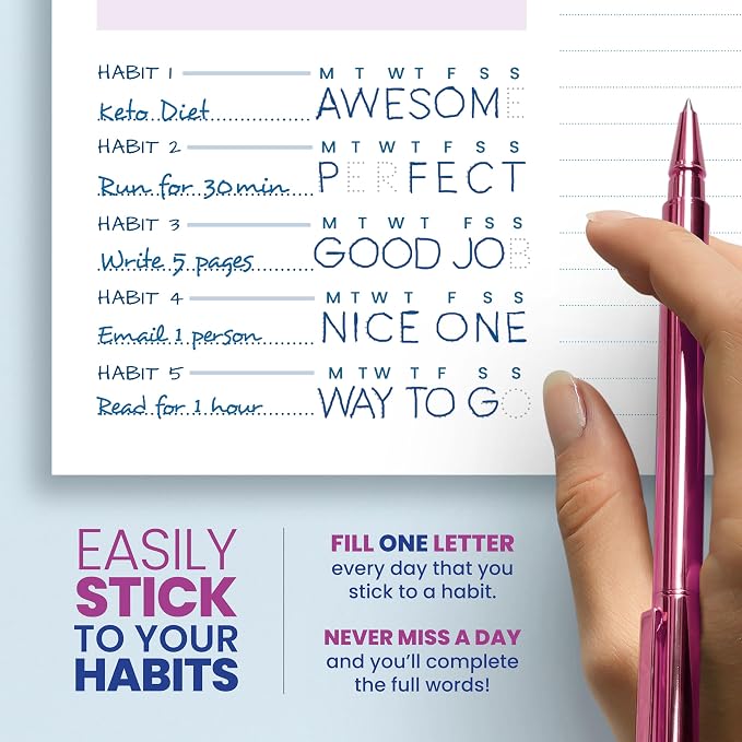 Weekly Planner Spiral Bound Notebook A5 - Undated Planner - To Do List Notebook - Habit Tracker - 52 Weeks - Daily Planner Undated for Home Work Office Business - Cute Goal Planner (Purple)