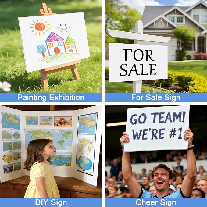 Corrugated Plastic Poster Board 11" x 14", 10 Pack White Corrugated Plastic Board, 3/16 Inches Thick Poster Sheets for School Projects, Craft, Art, Waterproof Blank Yard Signs for Outdoor