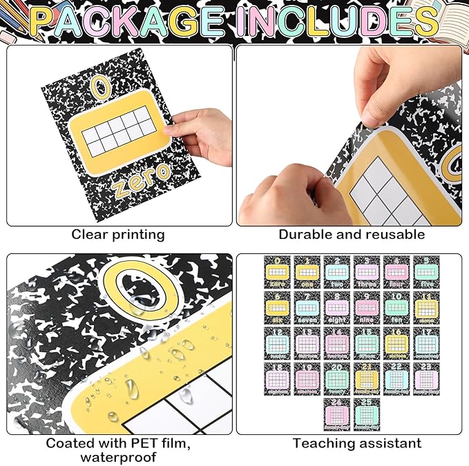 Dunzoom 26 Pcs Composition Number Card for Classroom Wall 5.9" x 7.8" Pastel Math Posters Number Chart 0-25 Math Wall Decor Preschool Kindergarten Teacher Supplies for Back to School Bulletin Board