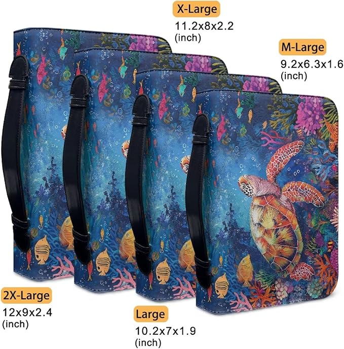 Sea Turtle Bible Cover Bible Case Girls Bible Bags Flower Print Bible Cover with Handles Carrying Book Case Church Bag Bible Study Accessories size：2XL