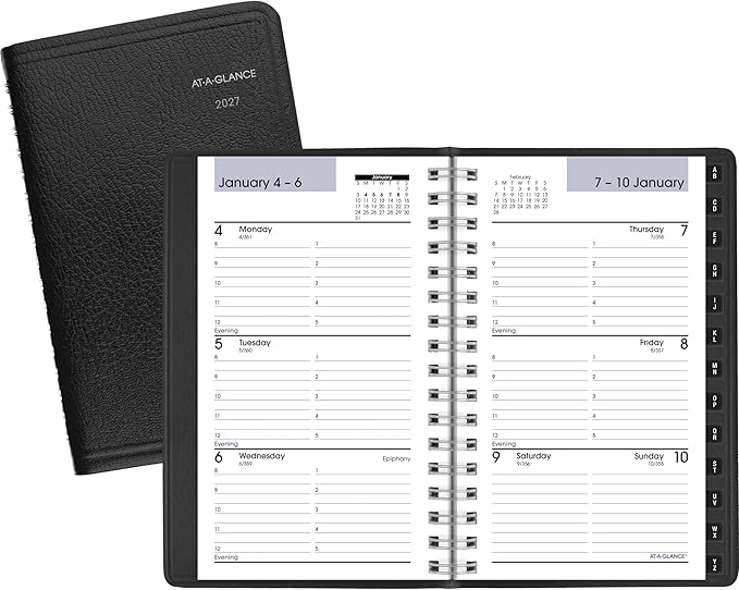 AT-A-GLANCE 2027 Appointment Book Planner, Weekly, 3.5 x 6", Pocket Size, Hourly, DayMinder, Black (G2500027)