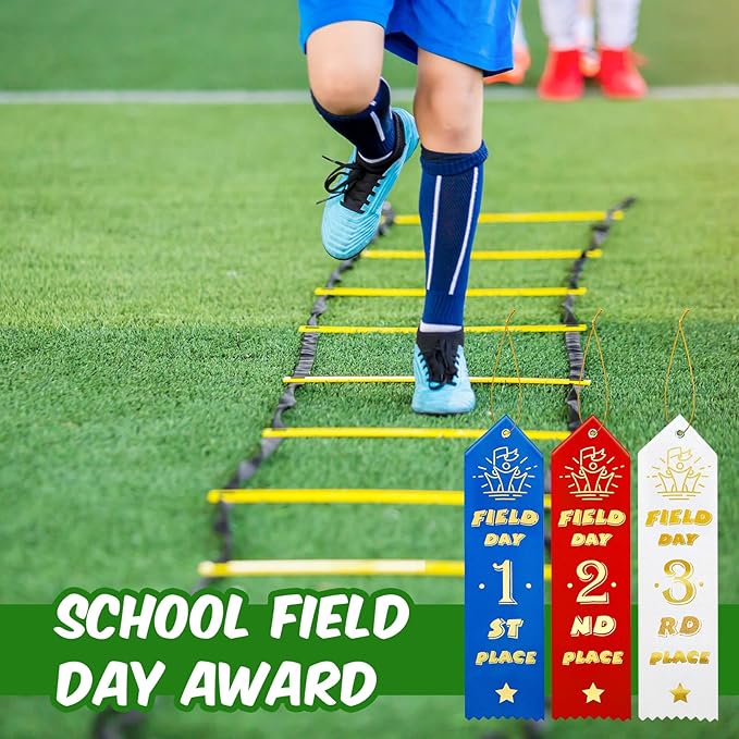 Graduation Season Award Ribbons Multicolor School Field Day Ribbons 1st 2nd 3rd Place with Event Card and Rope One Size Competition Ribbon for Kids Sports Event Contest Prize, 3 Color (45 Pcs)