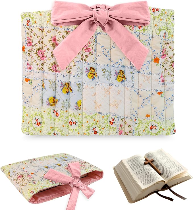 Bible Cover Case for Women,Large Bible Tote Bags for Women Organizer Quilted Bible Carrying Case(new) (Splicing Flower)