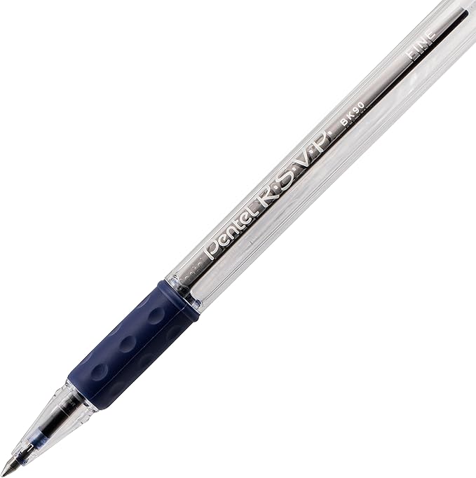 Pentel RSVP Ballpoint Pen, (0.7mm) Fine Line, Blue Ink, Box of 12 (BK90-C)