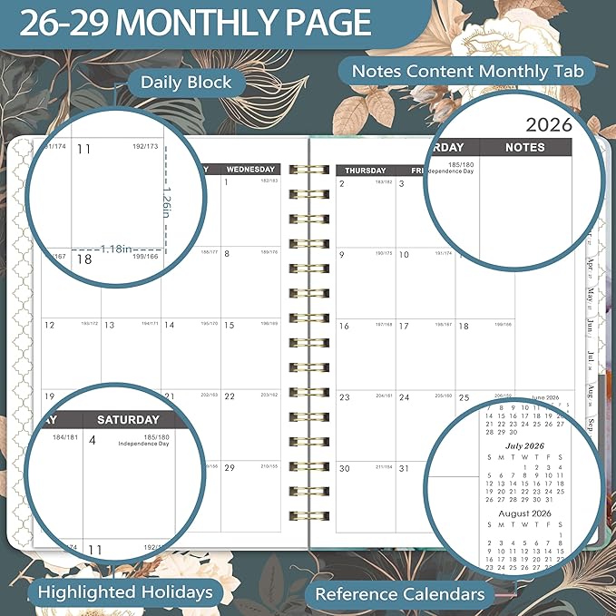 2026-2029 Monthly Planner/Calendar - 3 Year Monthly Planner 2026-2029, July 2026 - June 2029, 6.3" x8.4", 3 Year Calendar with Tabs, Hardcover, Inner Pocket