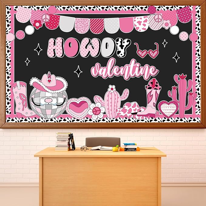 Justforjoyful Valentine's Day Bulletin Board Set Disco Bulletin Board Decorations Heart Cutouts Valentines Party Supplies Valentines Day Disco Ball Cutouts for School Classroom Chalkboard Wall Decor